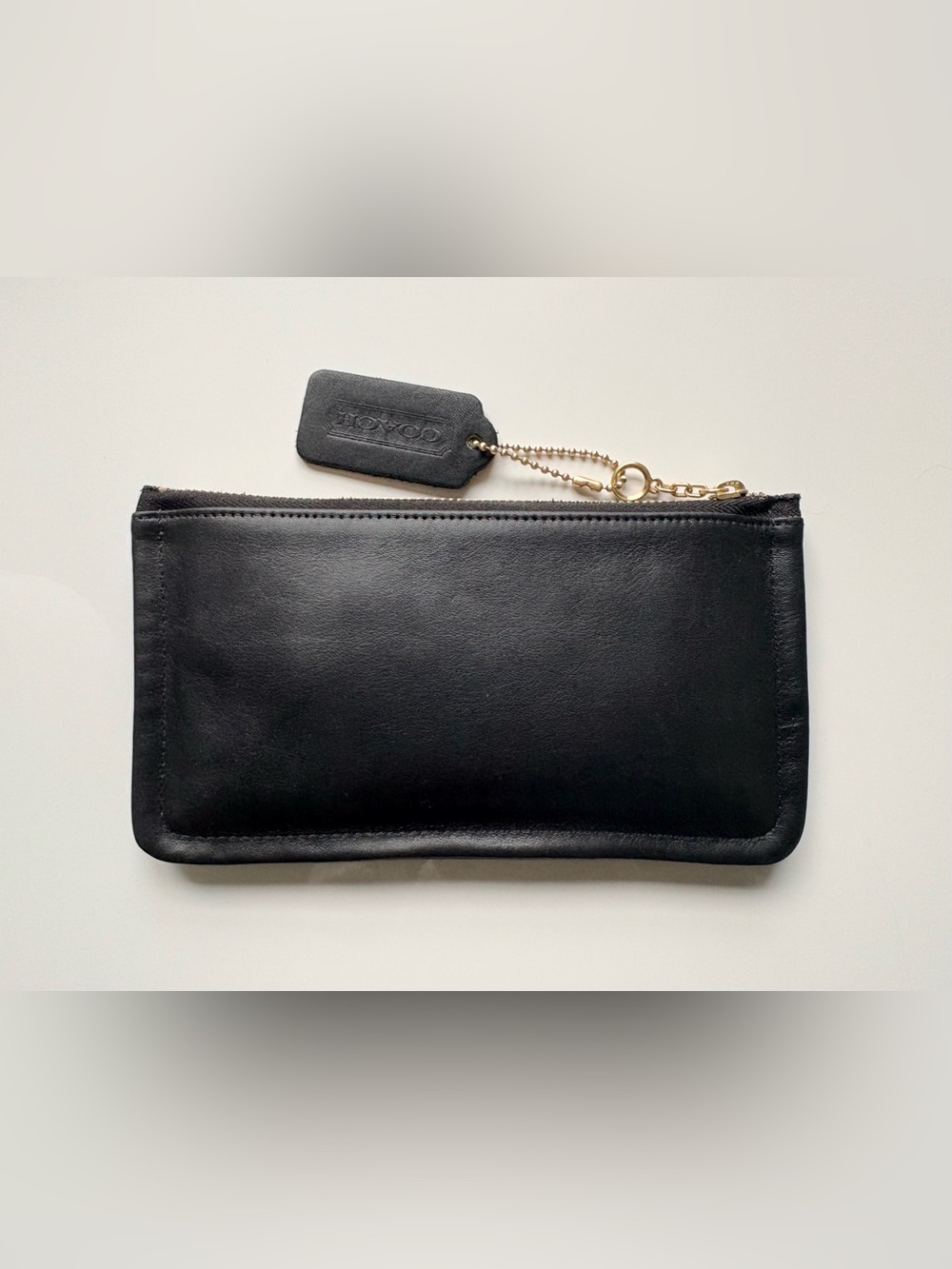 COACH Vintage Skinny Case Black Leather Cosmetic Makeup Travel Pouch 7170 - Picture 2 of 6